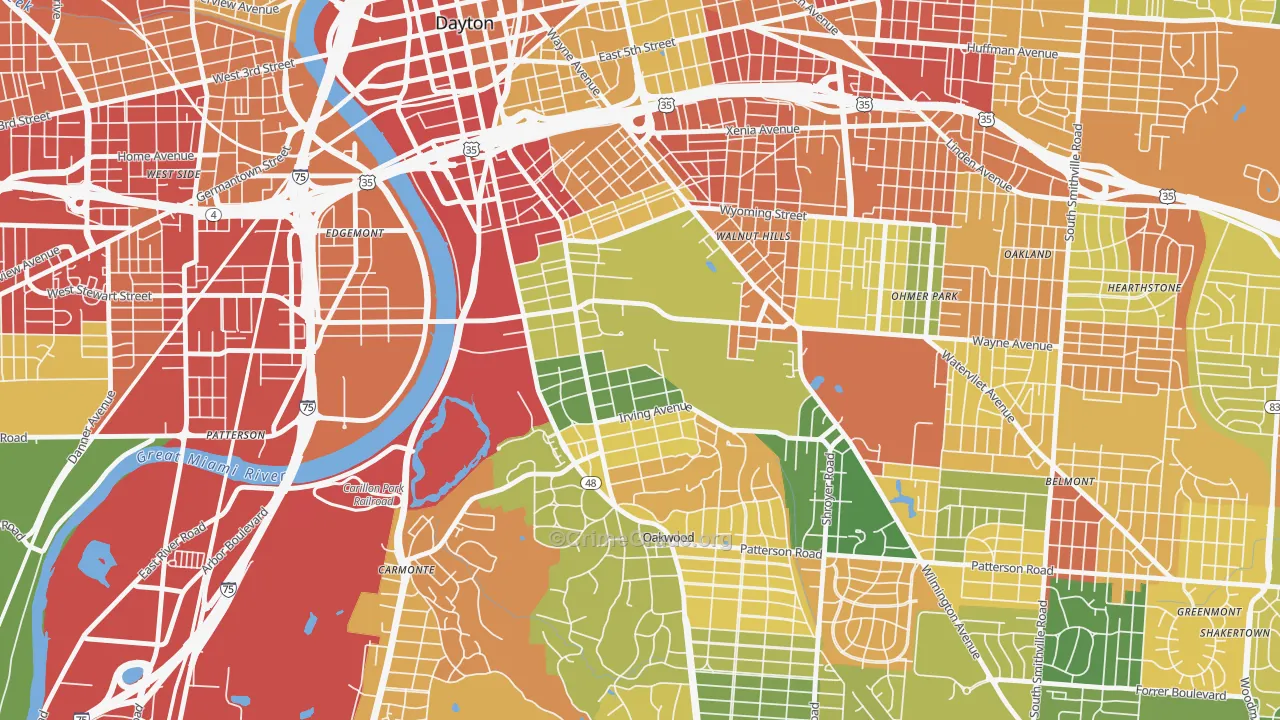 University Park, Dayton, OH Map of Robbery Rates