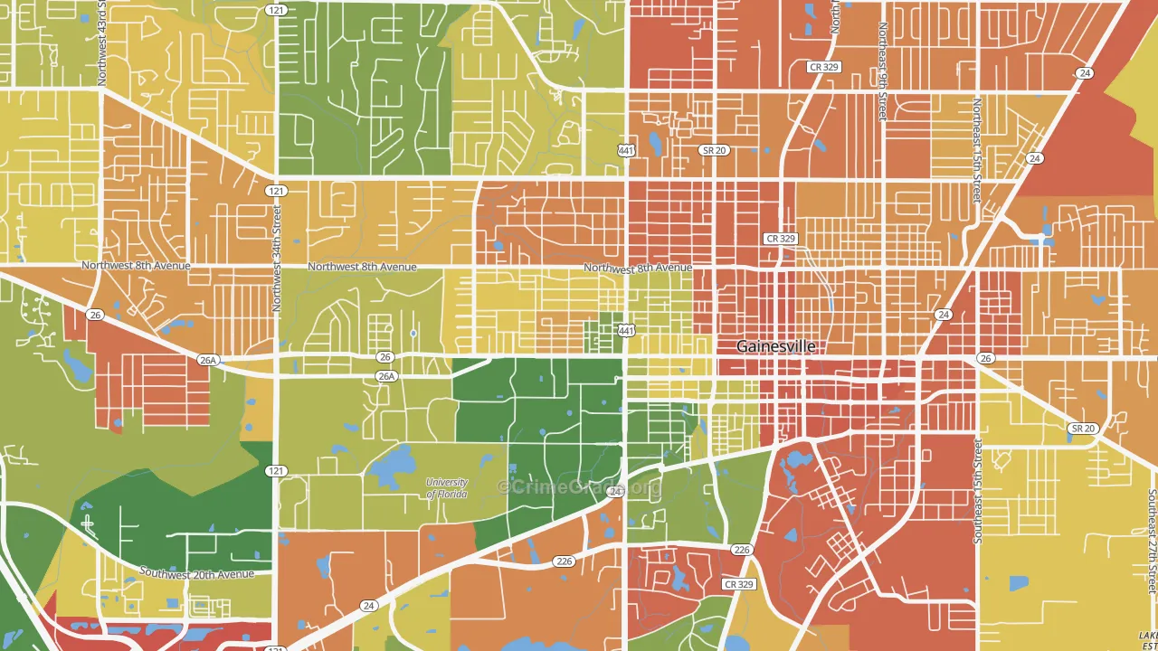University Park-Gainsville, Gainesville, FL Map of Robbery Rates