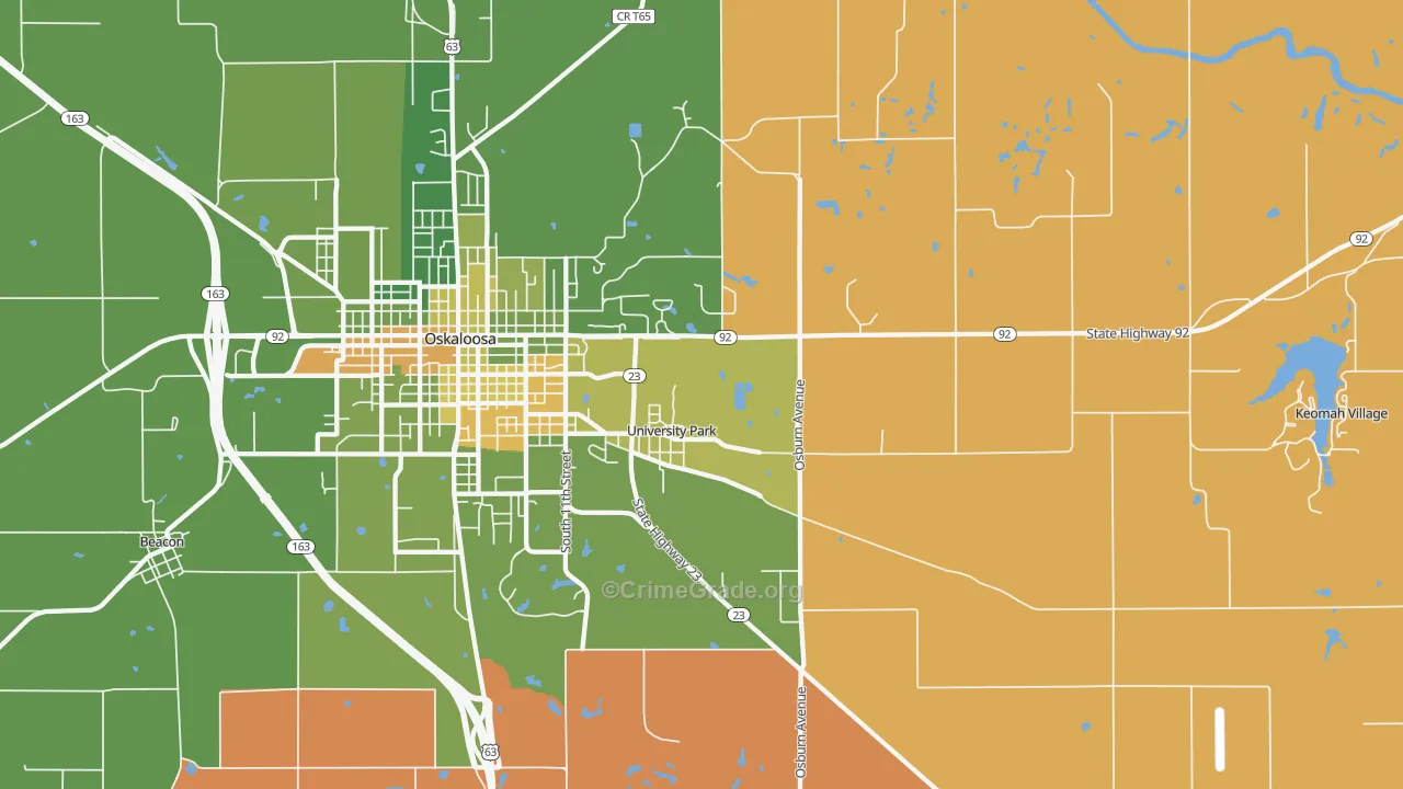 University Park, IA Map of Robbery Rates