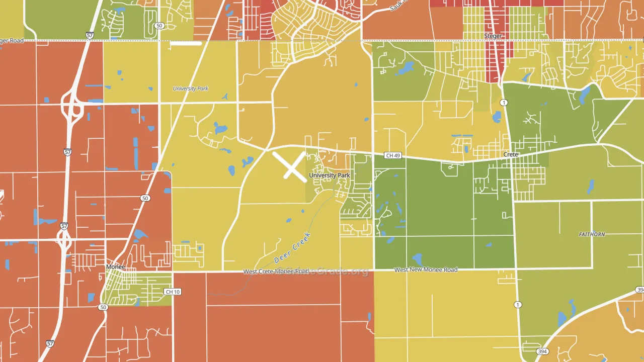 University Park, IL Map of Robbery Rates