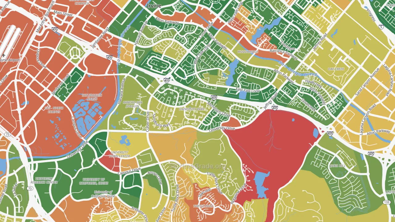 University Park, Irvine, CA Map of Robbery Rates