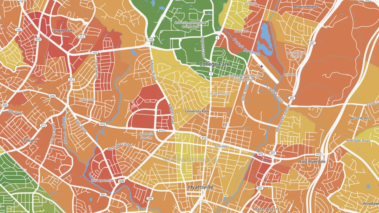 University Park, MD Map of Robbery Rates