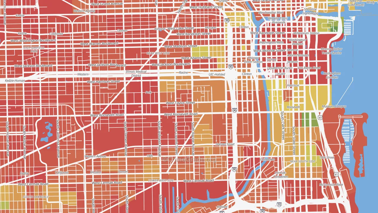 University Village, Chicago, IL Map of Robbery Rates