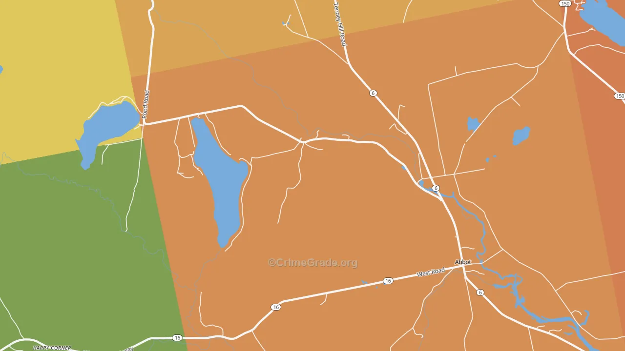 Upper Abbot, ME Map of Robbery Rates