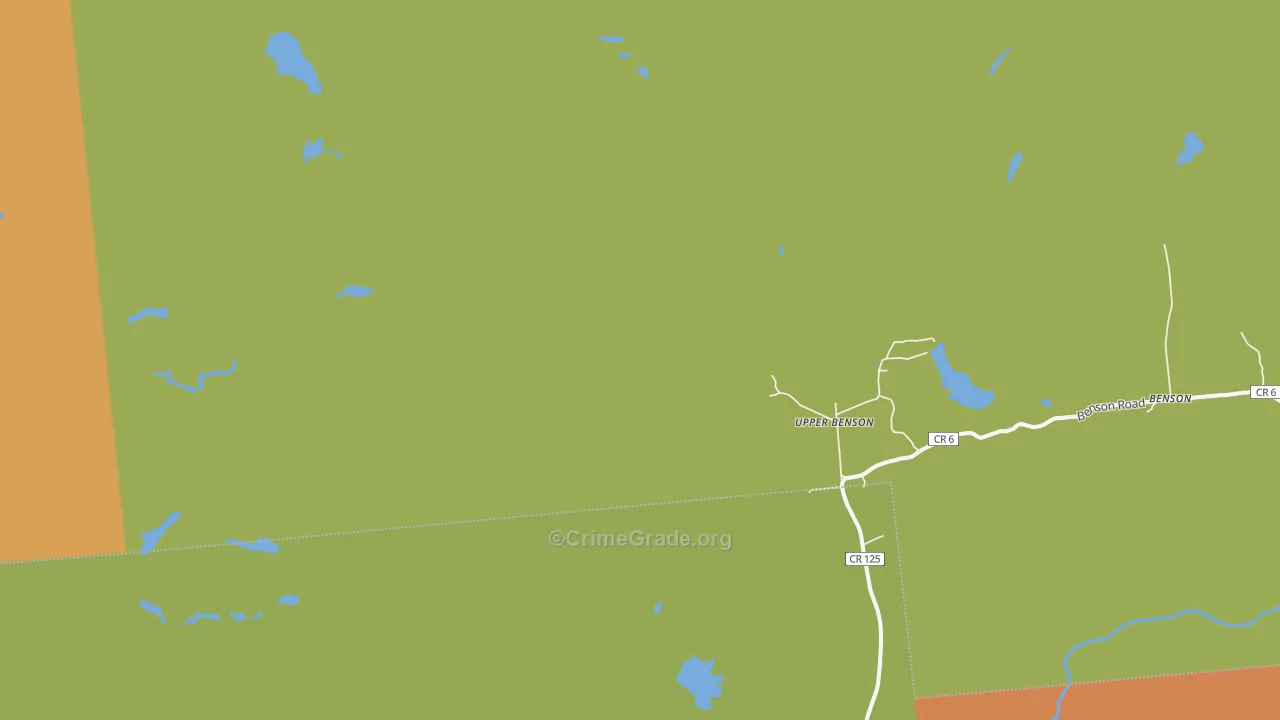 Upper Benson, NY Map of Robbery Rates