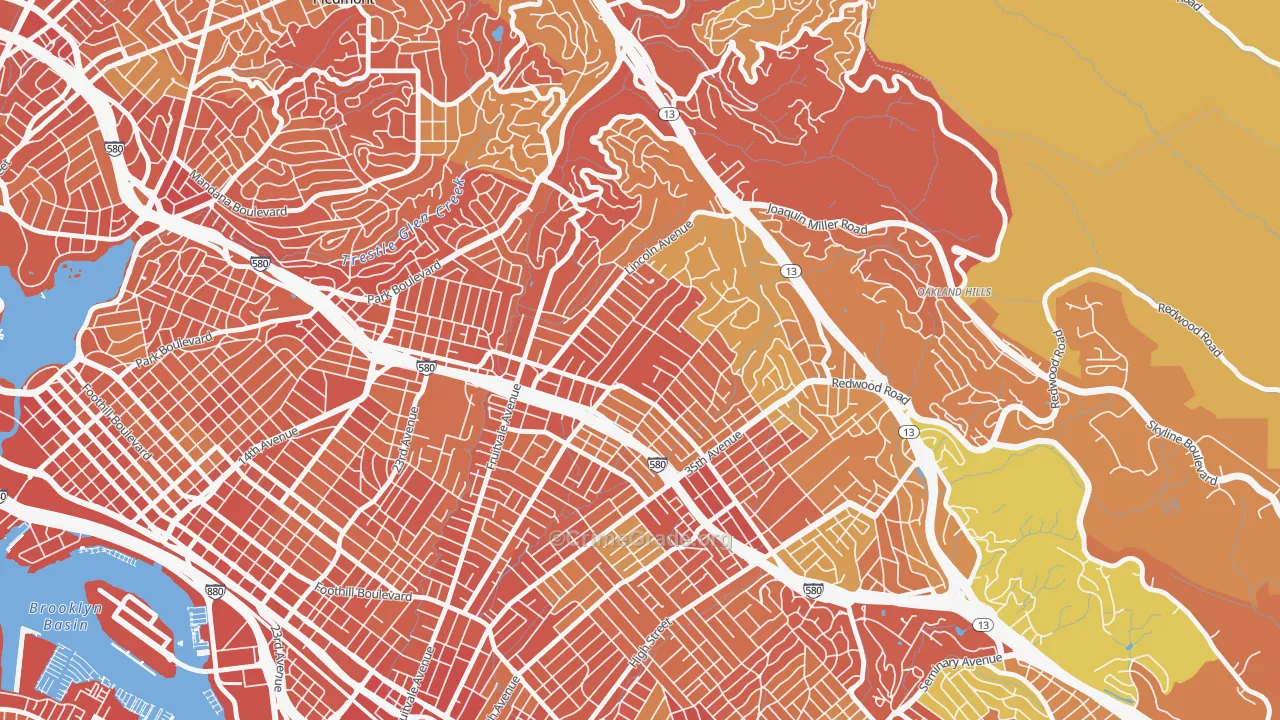 Upper Dimond, Oakland, CA Map of Robbery Rates
