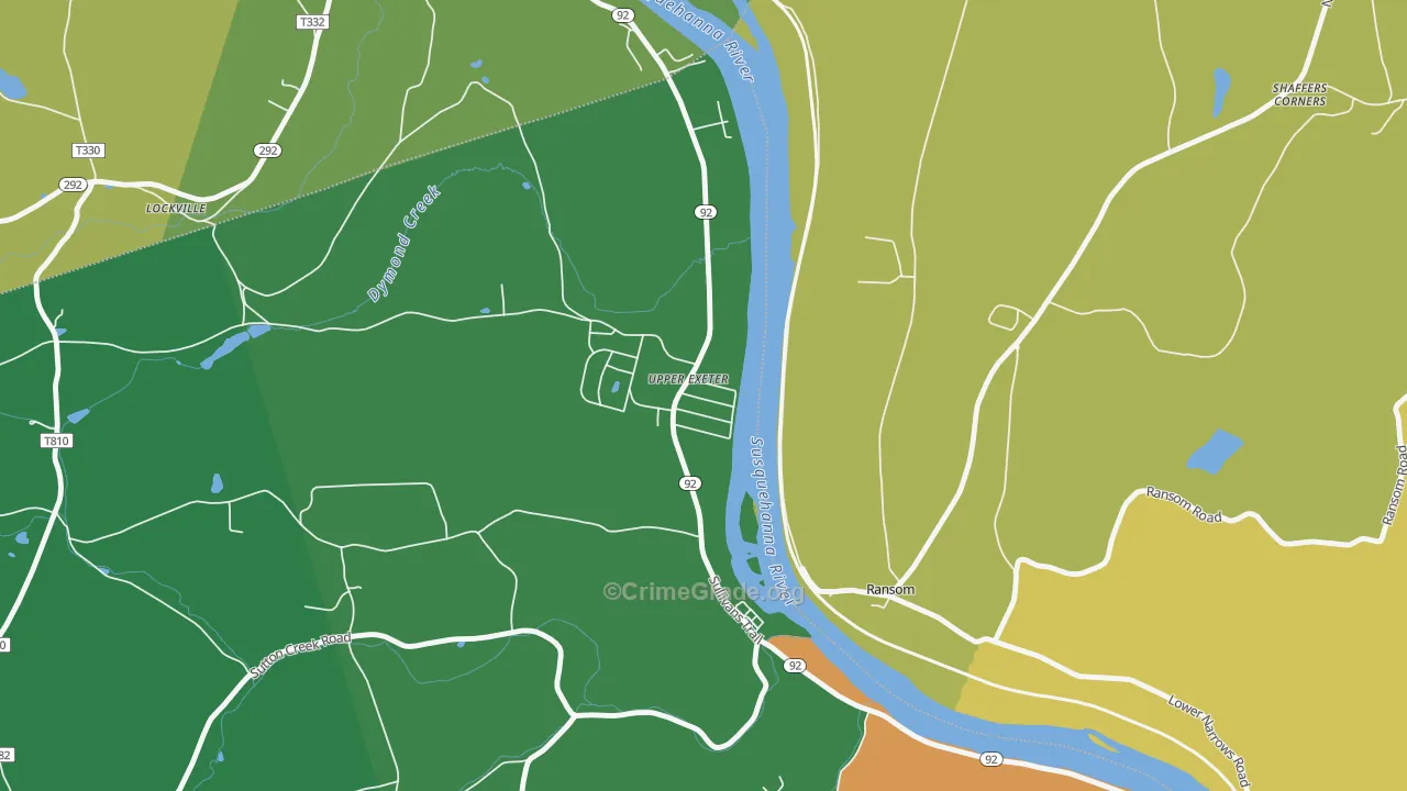 Upper Exeter, PA Map of Robbery Rates