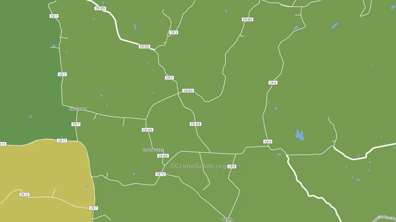 Upper Flats, WV Map of Robbery Rates