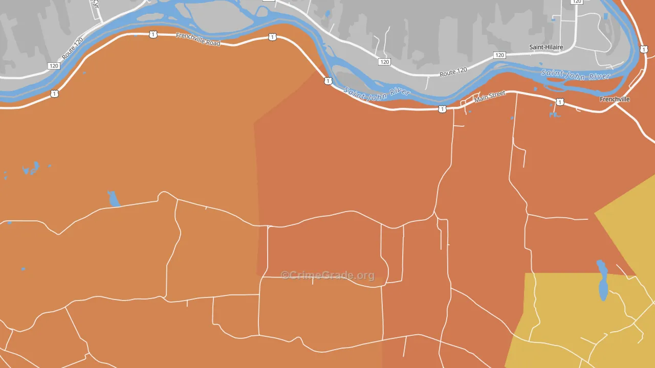 Upper Frenchville, ME Map of Robbery Rates