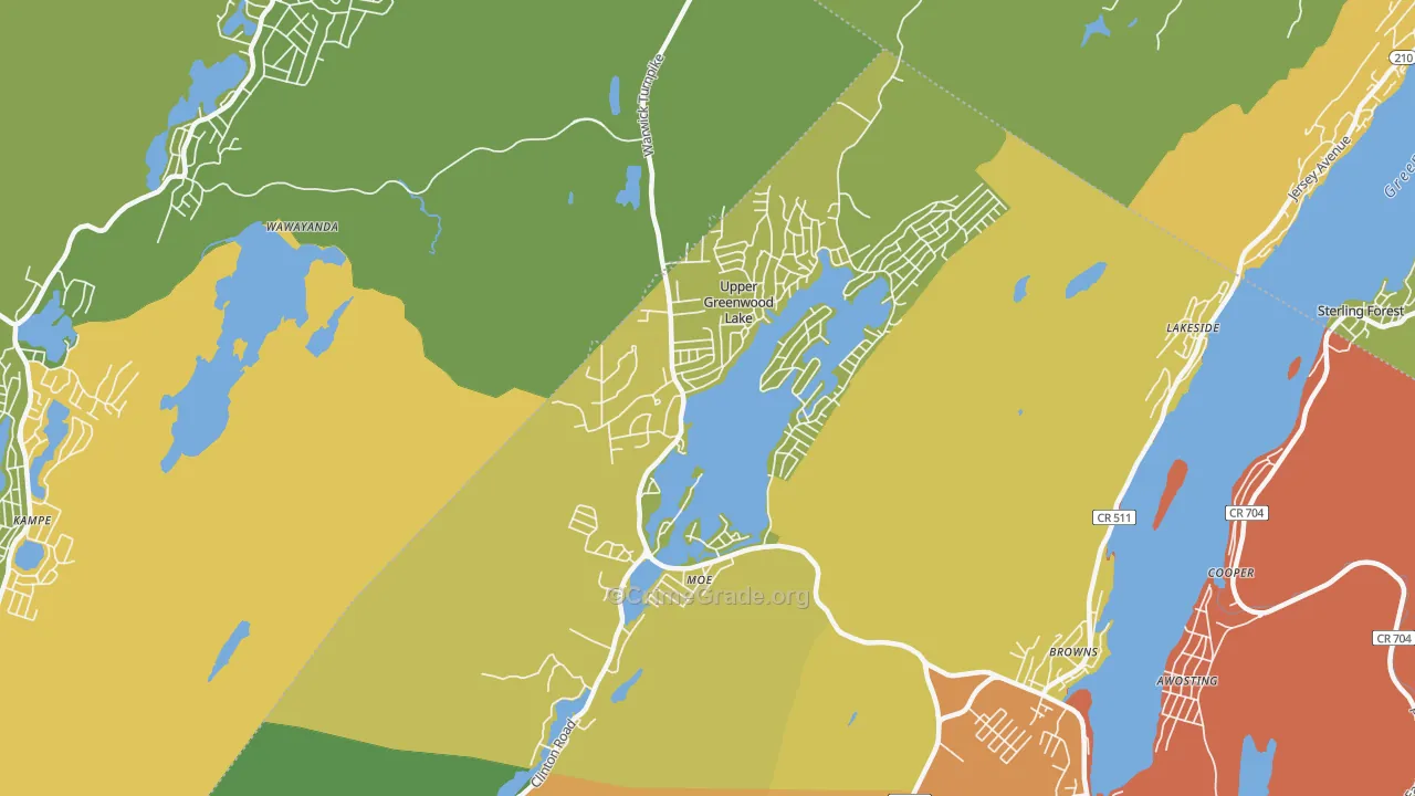 Upper Greenwood Lake, NJ Map of Robbery Rates