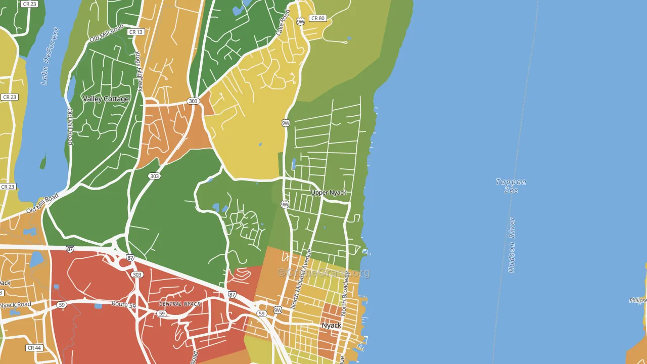 Upper Nyack, NY Map of Robbery Rates