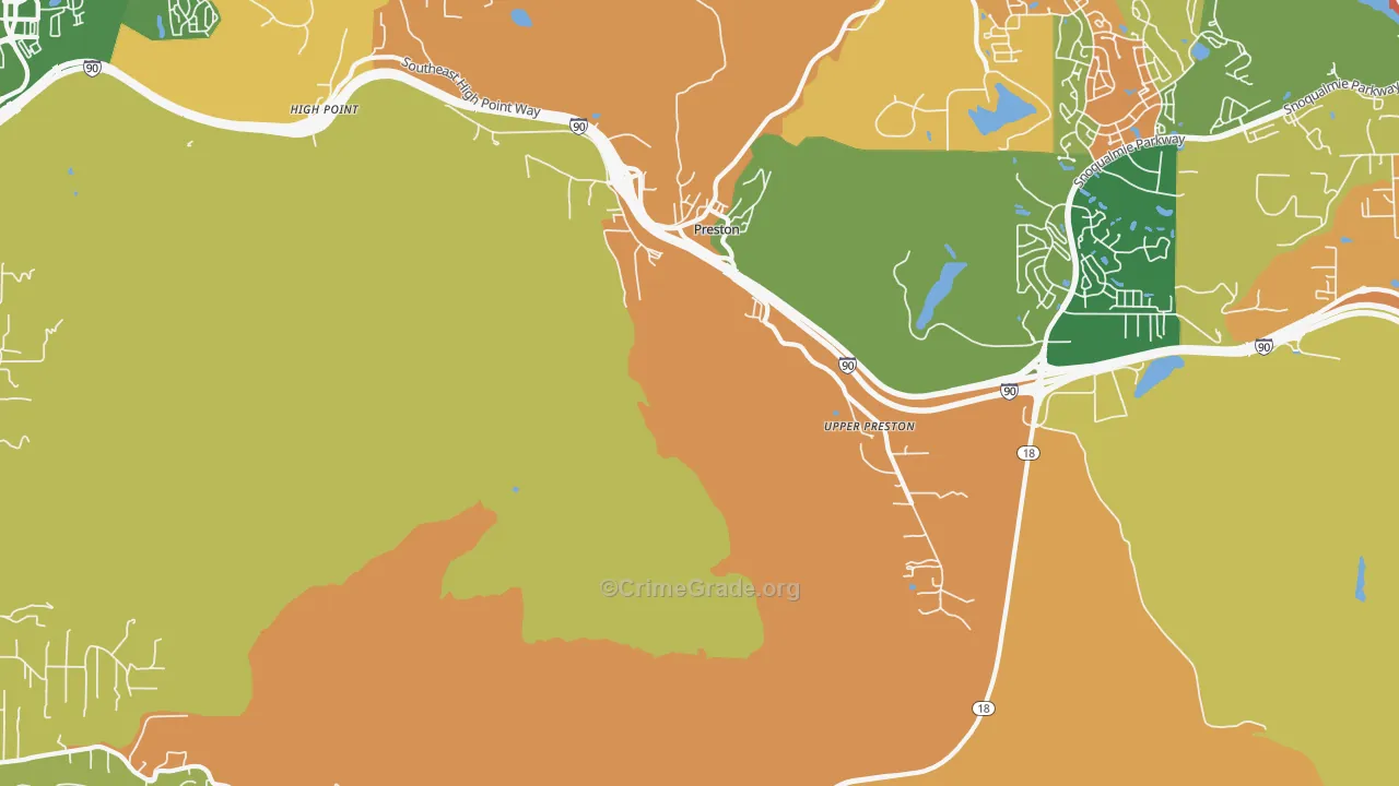 Upper Preston, WA Map of Robbery Rates