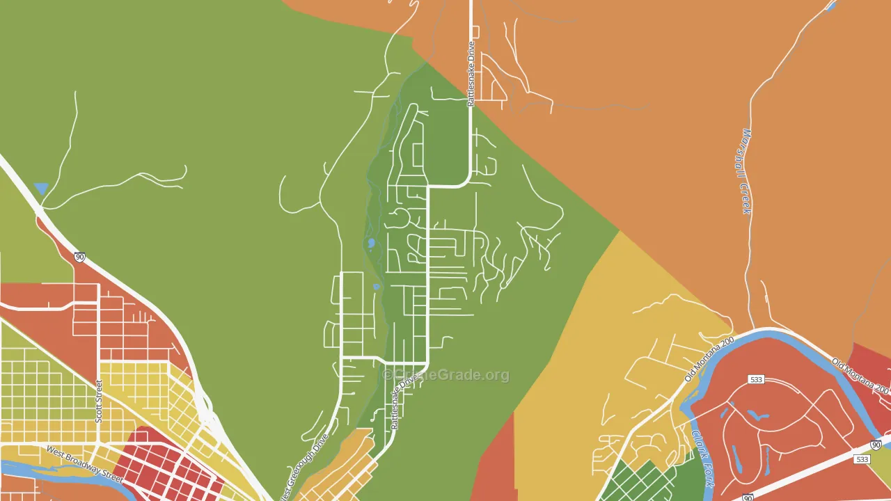 Upper Rattlesnake, Missoula, MT Map of Robbery Rates