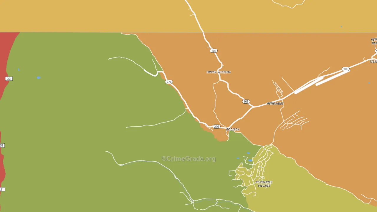 Upper Rociada, NM Map of Robbery Rates