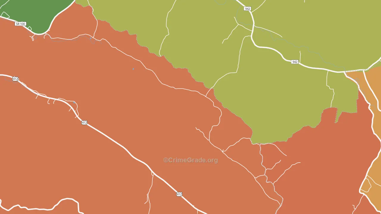 Upper Sinking, TN Map of Robbery Rates