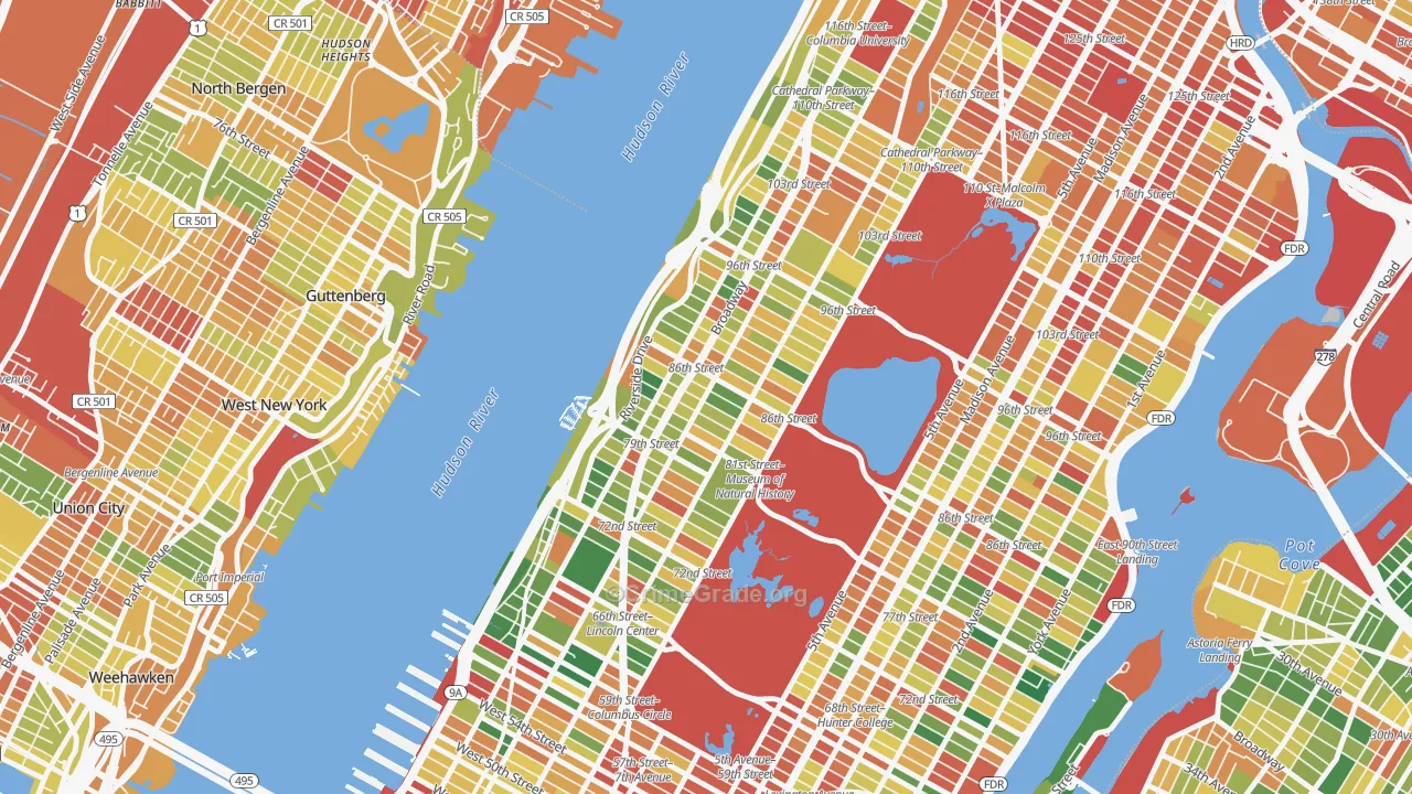 Upper West Side, Manhattan, NY Map of Robbery Rates