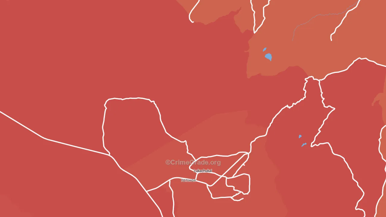 Upper Wheatfields, AZ Map of Robbery Rates