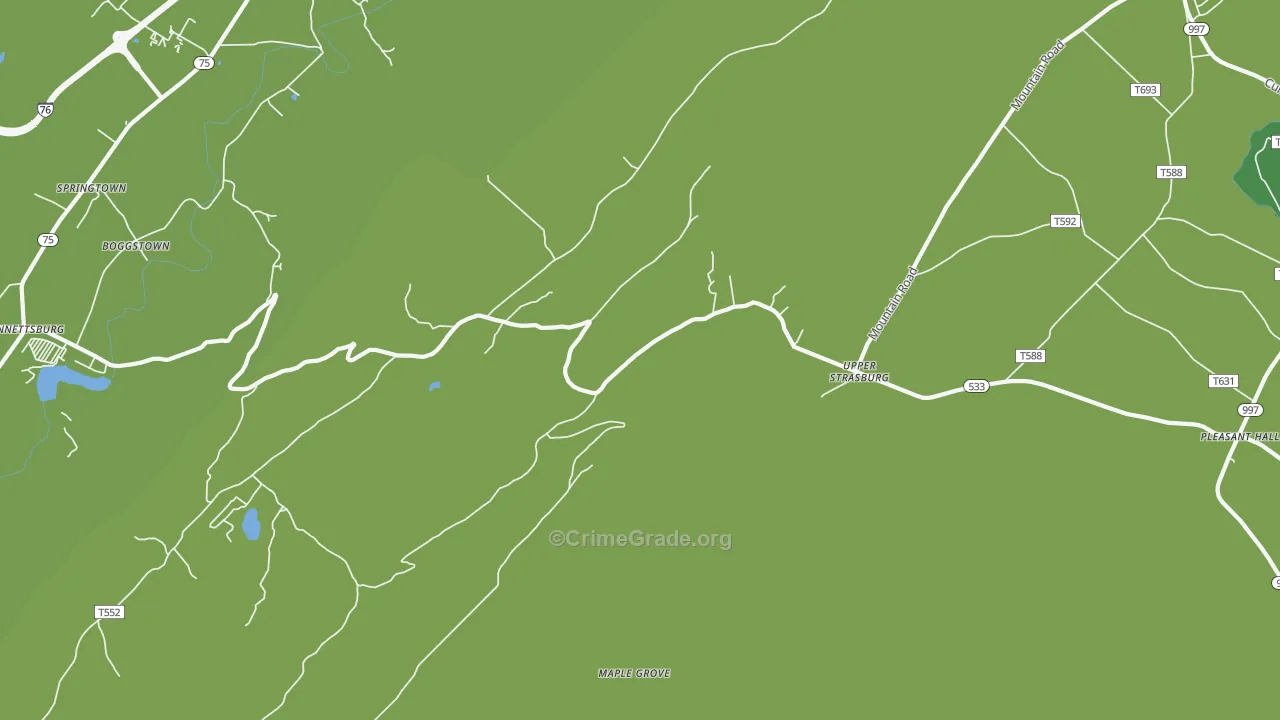 Upperstrasburg, PA Map of Robbery Rates