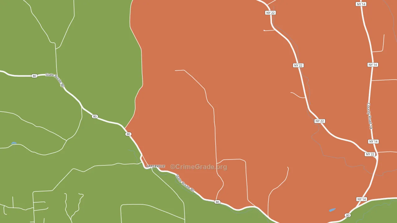Upperville, NY Map of Robbery Rates