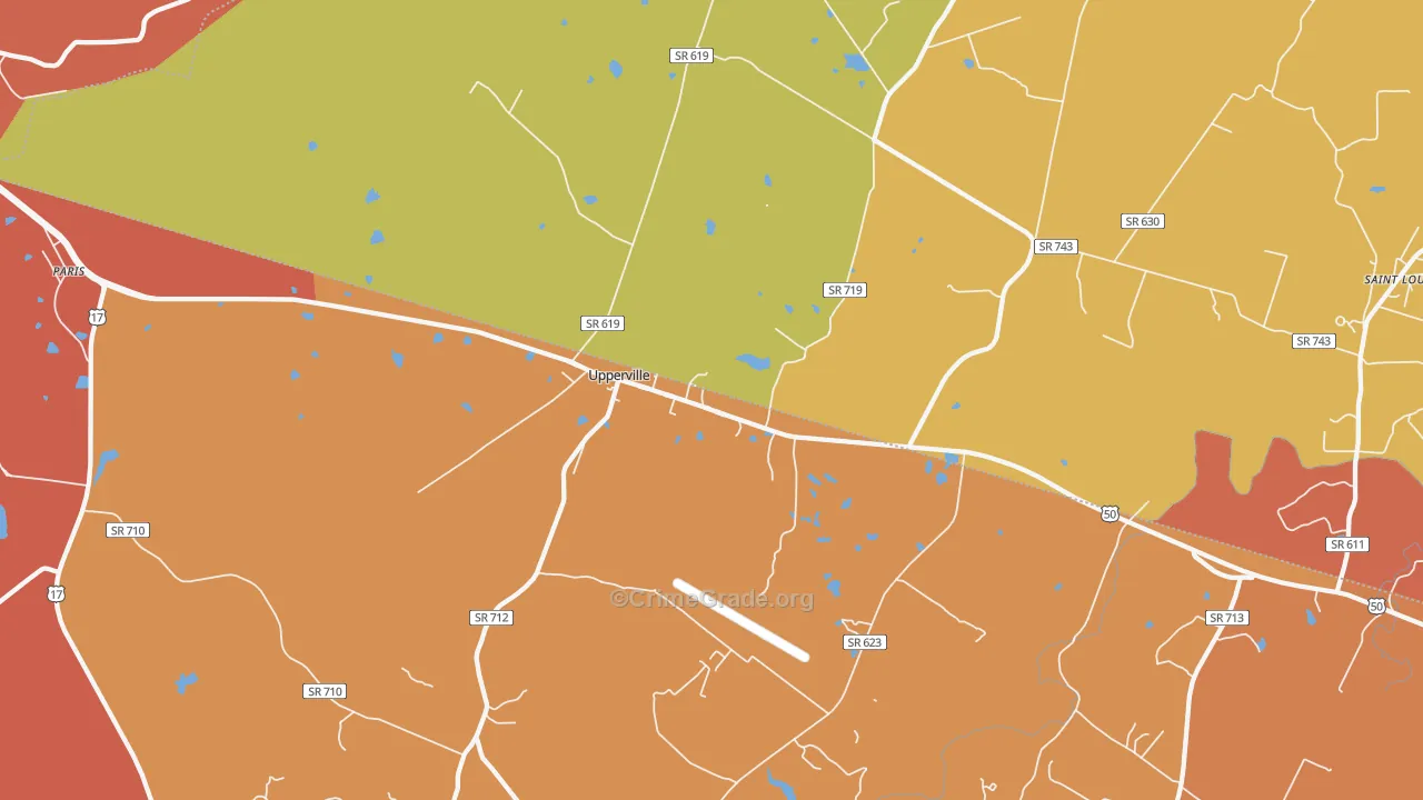 Upperville, VA Map of Robbery Rates