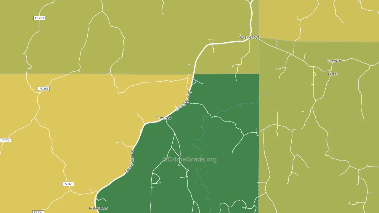 Upshaw, AL Map of Robbery Rates
