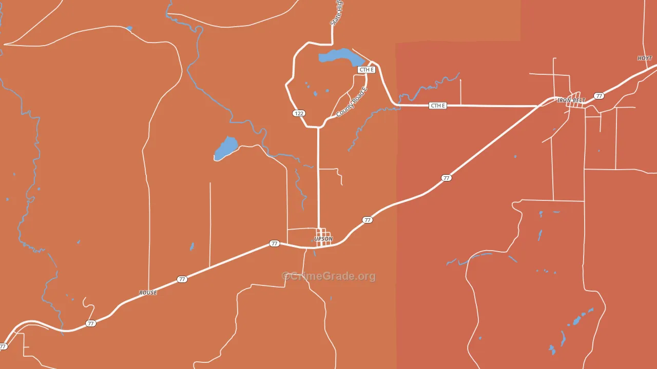 Upson, WI Map of Robbery Rates