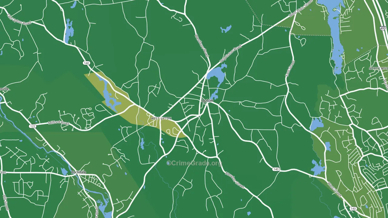 Upton, MA Map of Robbery Rates