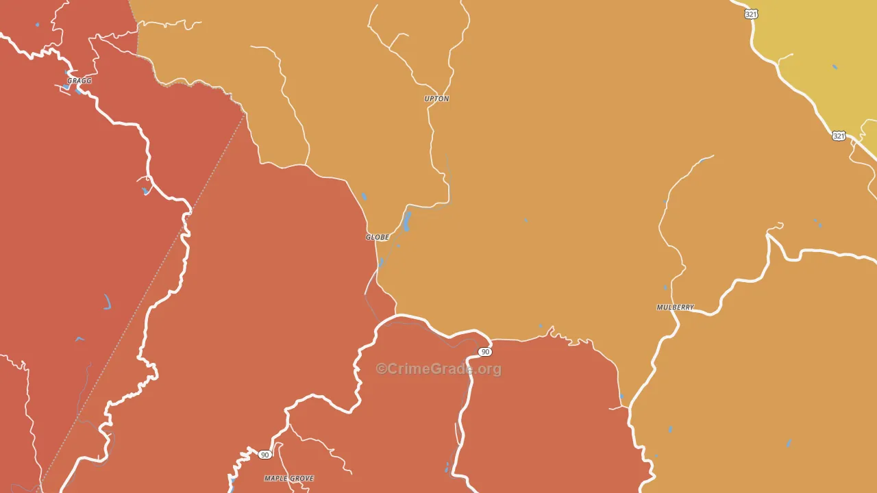 Upton, NC Map of Robbery Rates