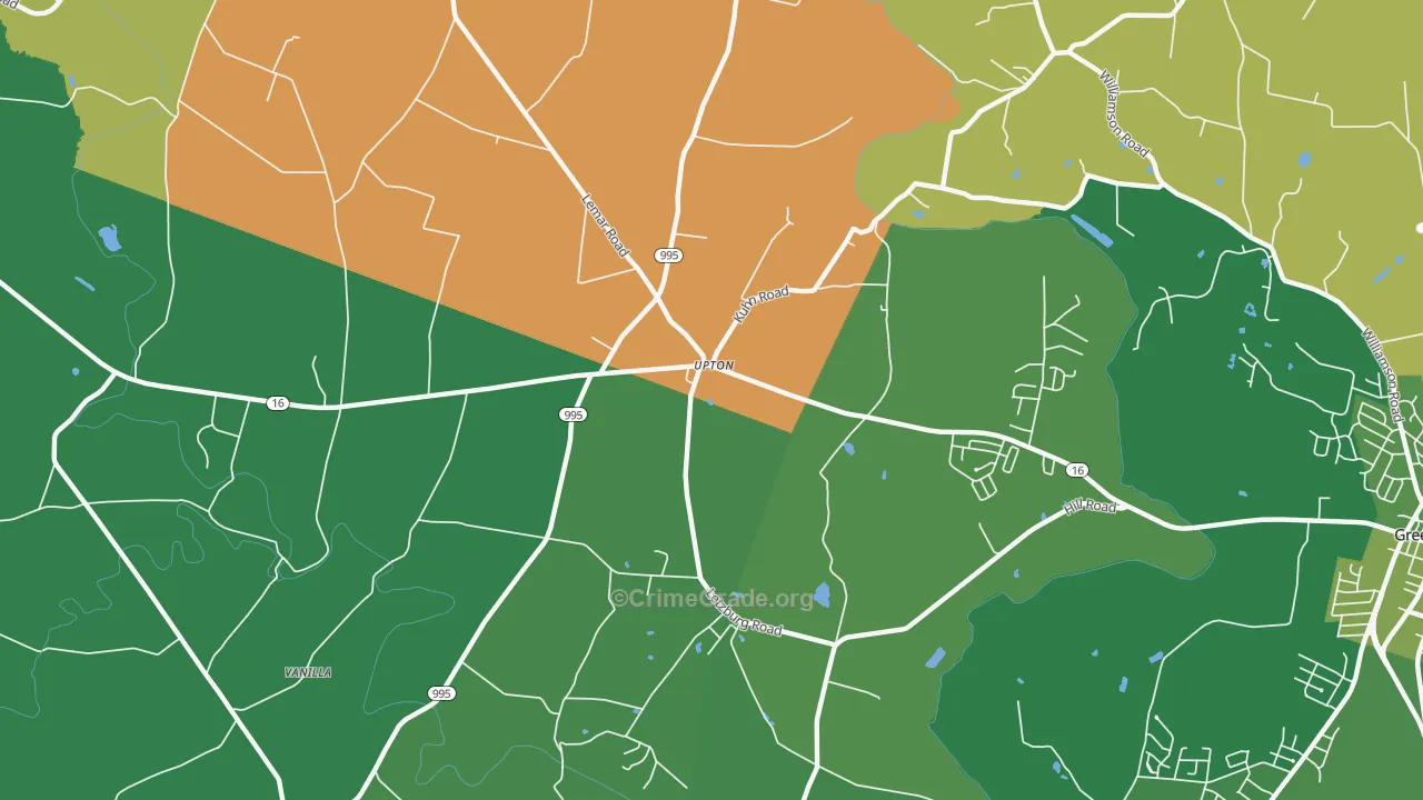 Upton, PA Map of Robbery Rates
