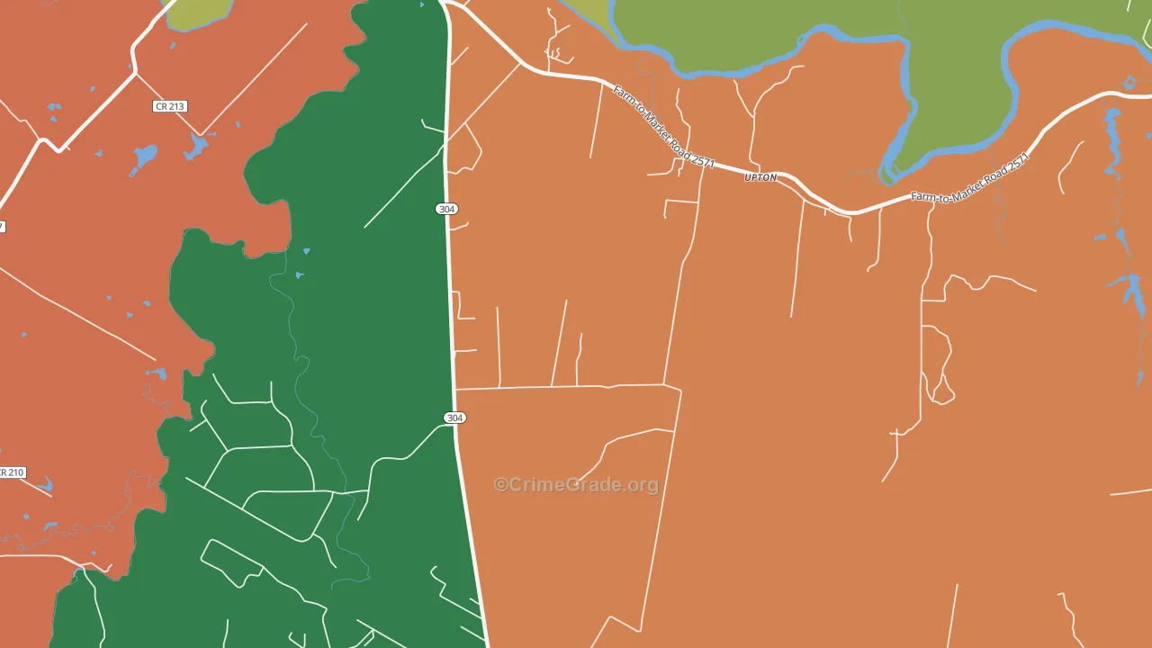 Upton, TX Map of Robbery Rates