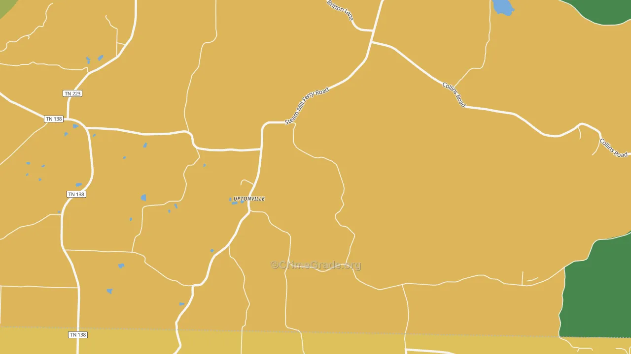 Uptonville, TN Map of Robbery Rates