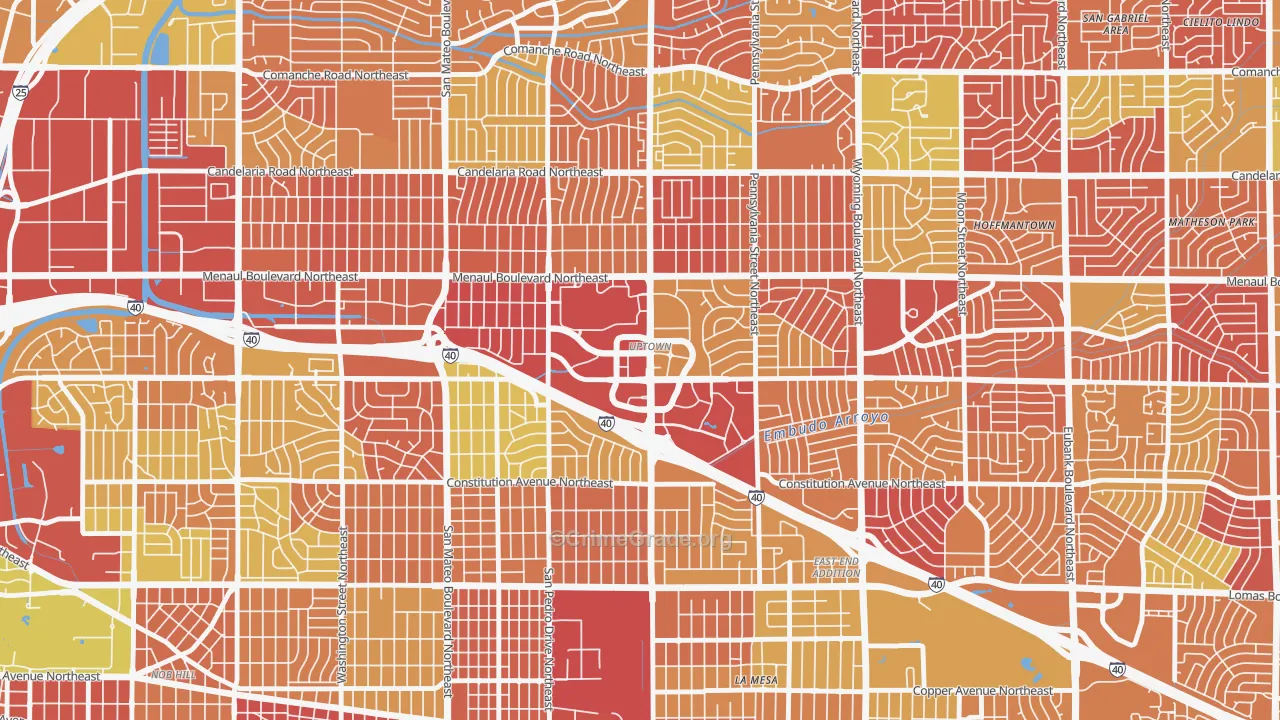 Uptown, Albuquerque, NM Map of Robbery Rates