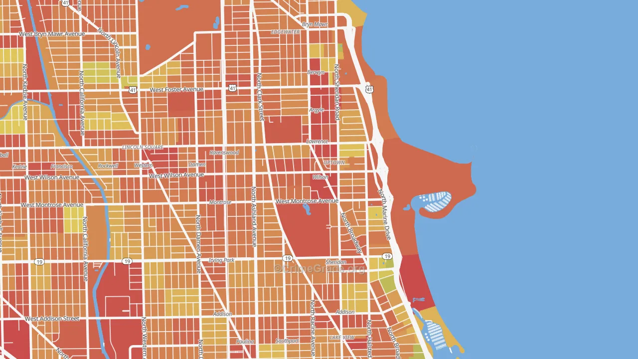 Uptown, Chicago, IL Map of Robbery Rates
