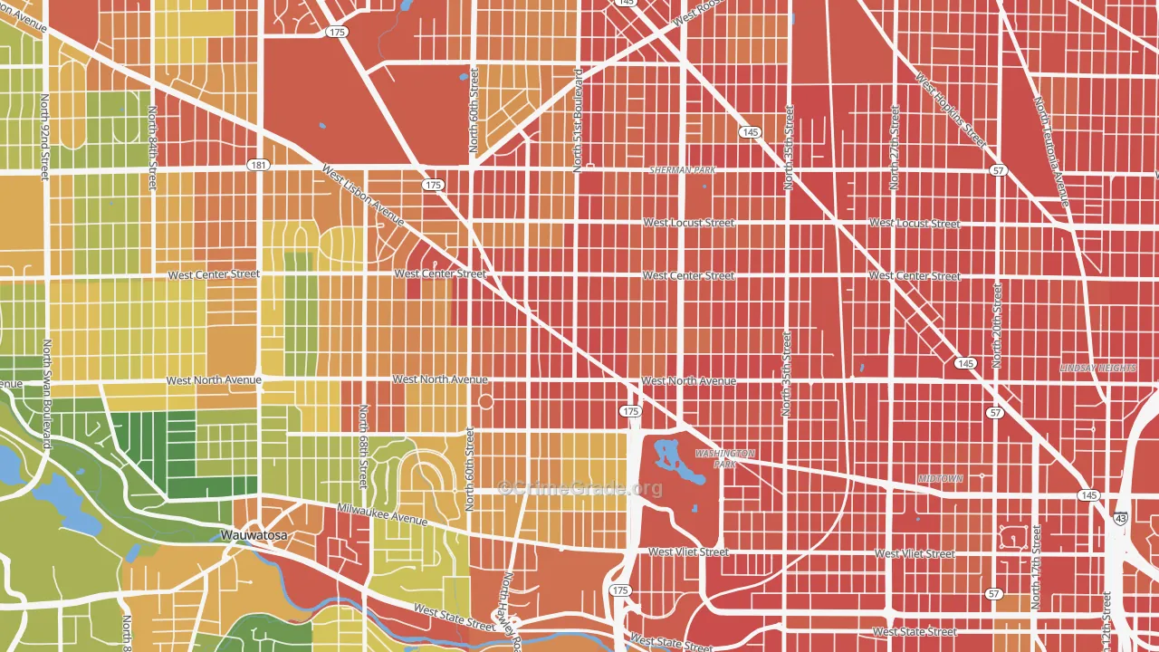 Uptown, Milwaukee, WI Map of Robbery Rates