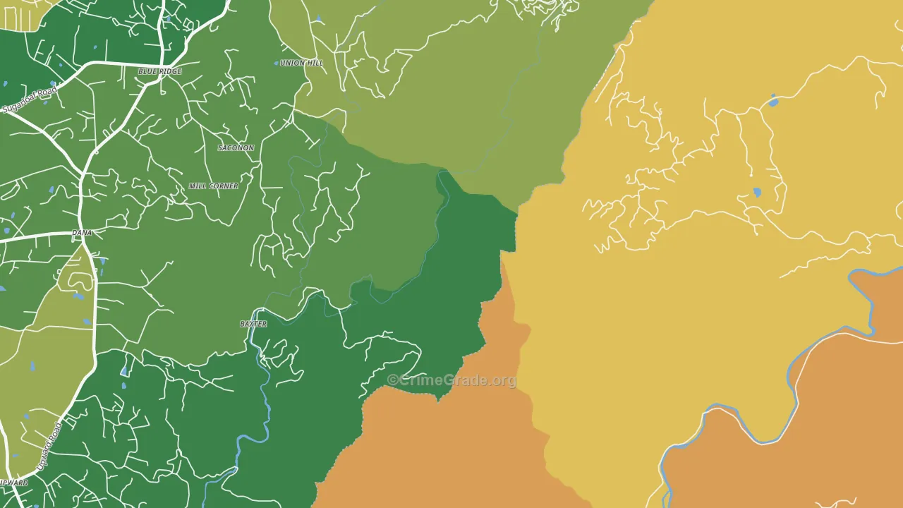 Upward, NC Map of Robbery Rates