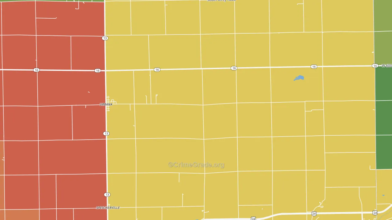 Urbana, IN Map of Robbery Rates