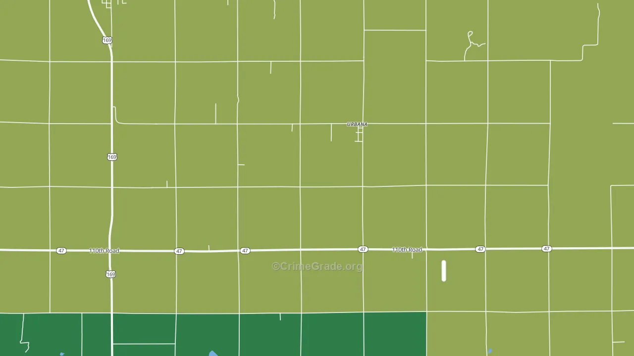 Urbana, KS Map of Robbery Rates