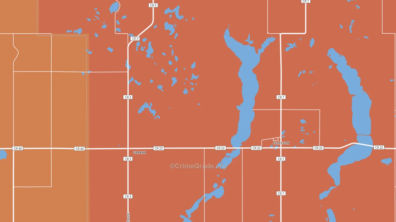 Urbana, ND Map of Robbery Rates