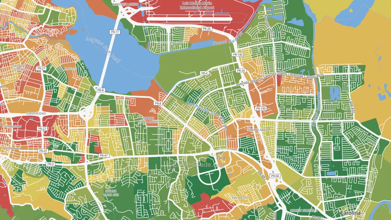 Urbanizacion Country Club, San Juan, PR Map of Robbery Rates
