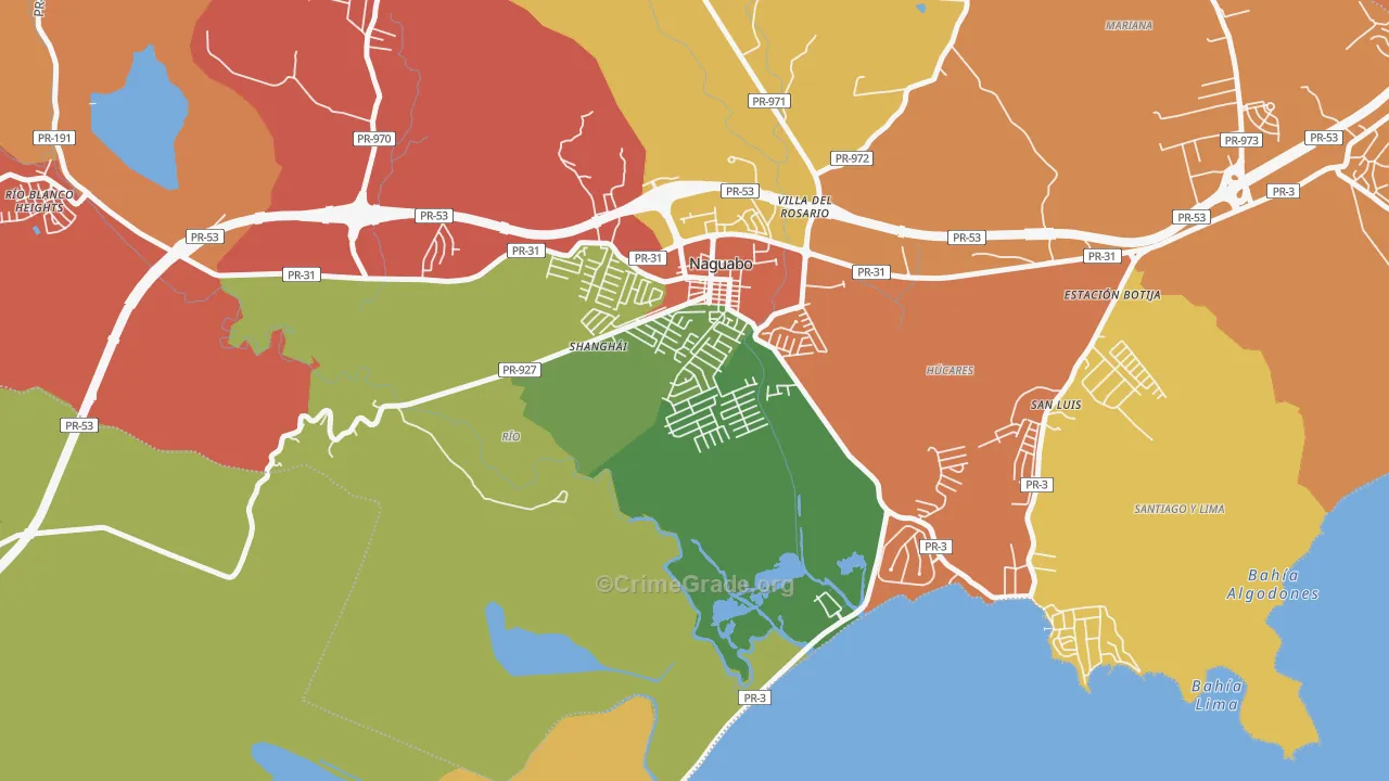 Urbanizacion Diplo, Naguabo, PR Map of Robbery Rates