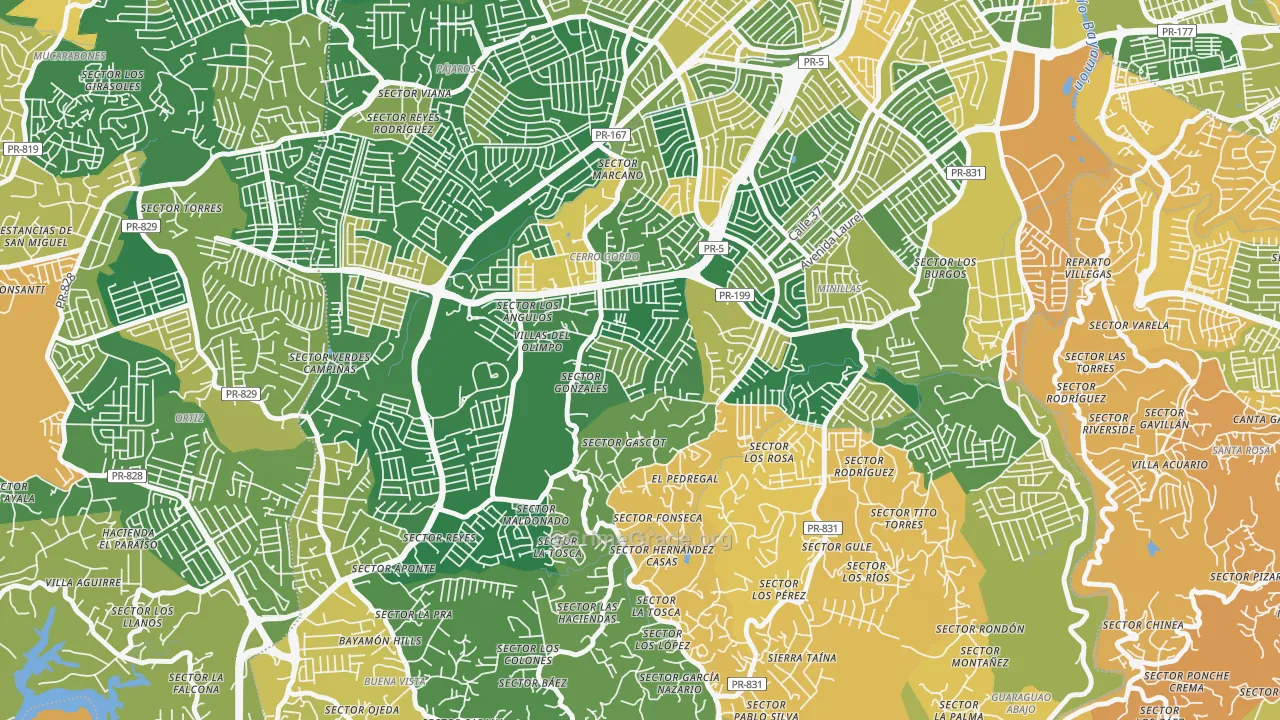 Urbanizacion El Cortijo, Bayamon, PR Map of Robbery Rates