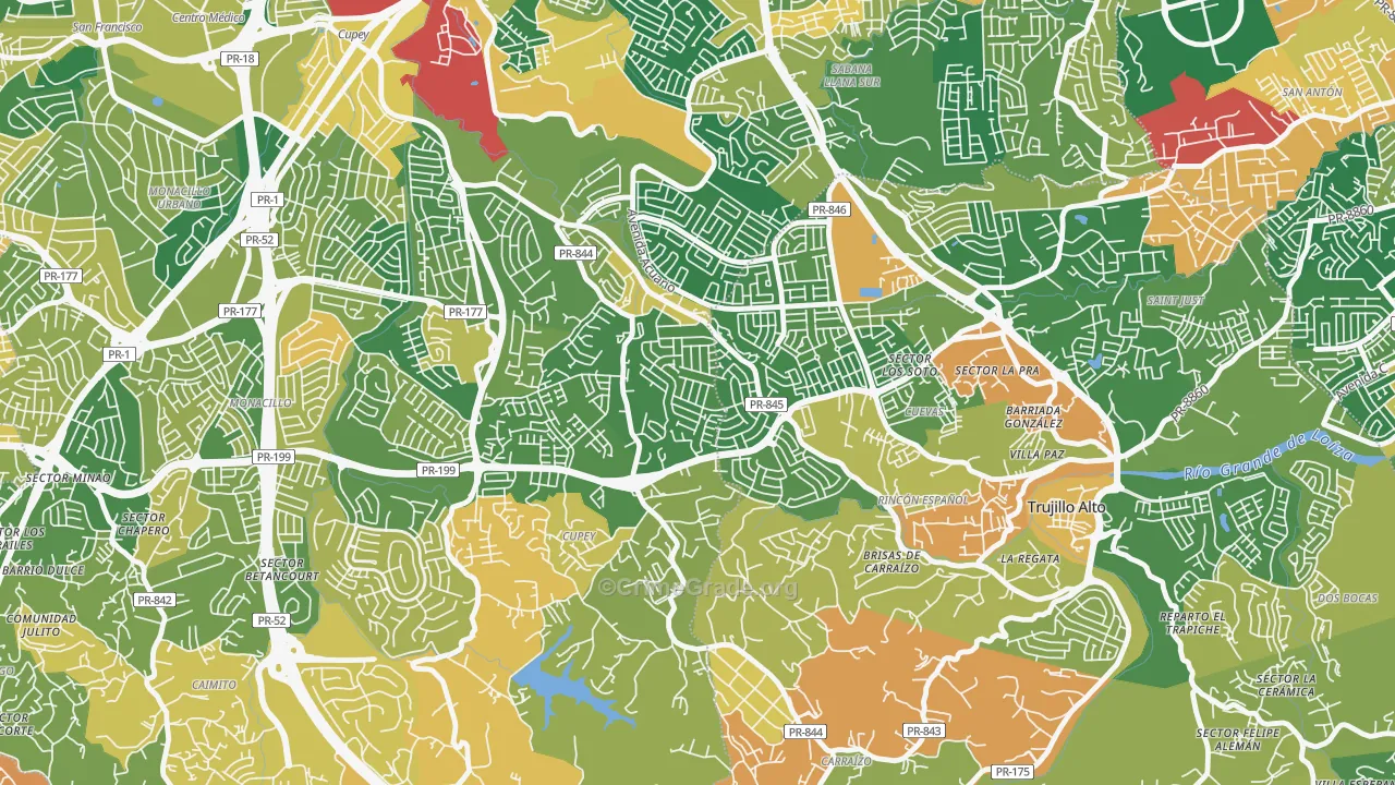 Urbanizacion Fairview, San Juan, PR Map of Robbery Rates