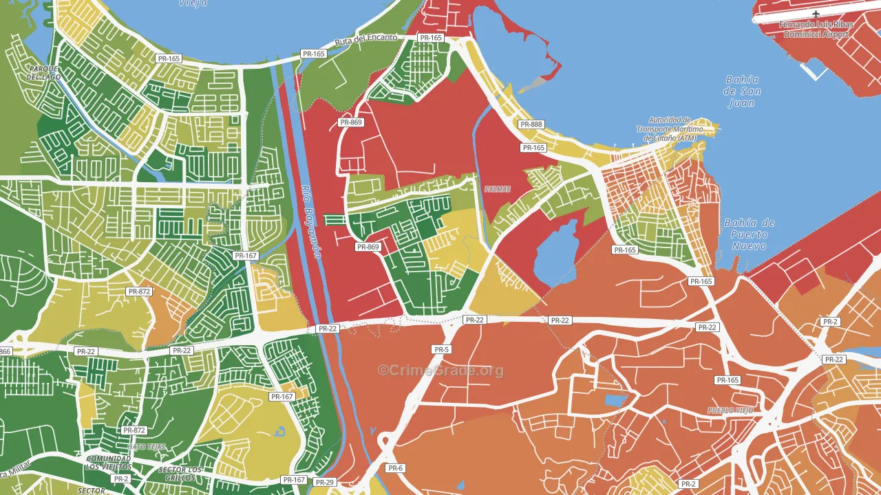 Urbanizacion Las Vegas, Catano, PR Map of Robbery Rates