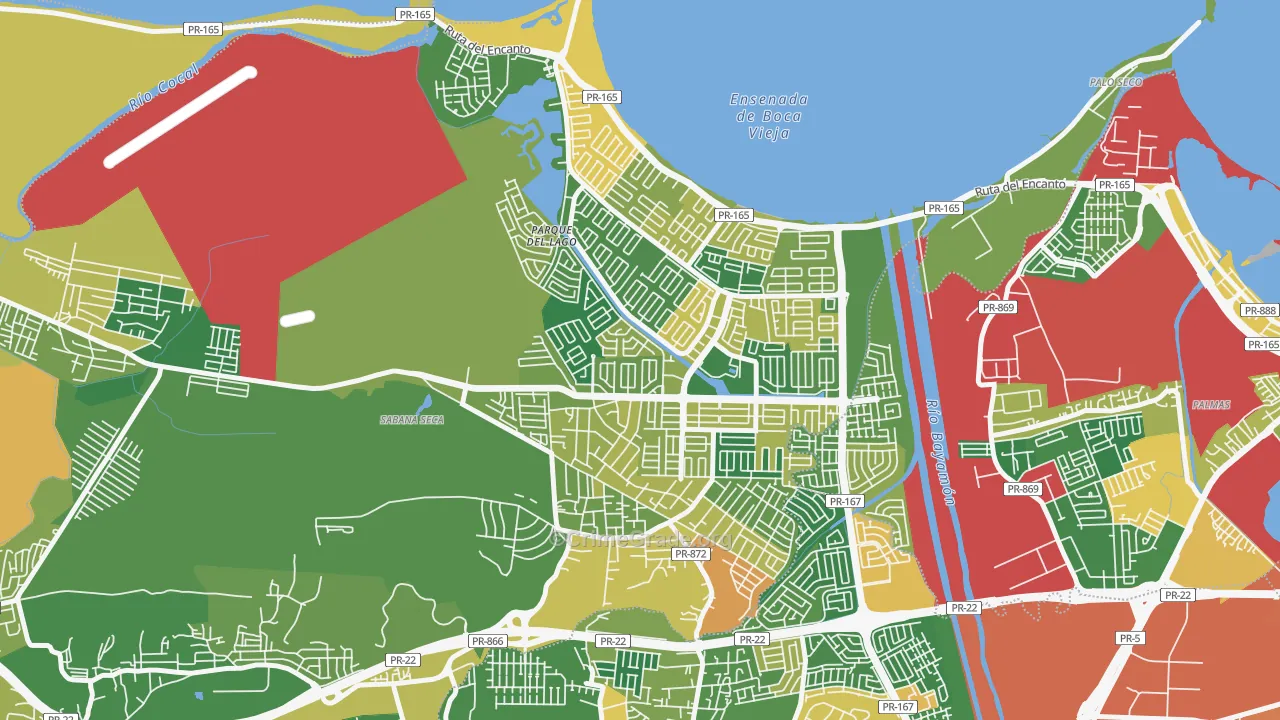 Urbanizacion Levittown Lakes, Toa Baja, PR Map of Robbery Rates