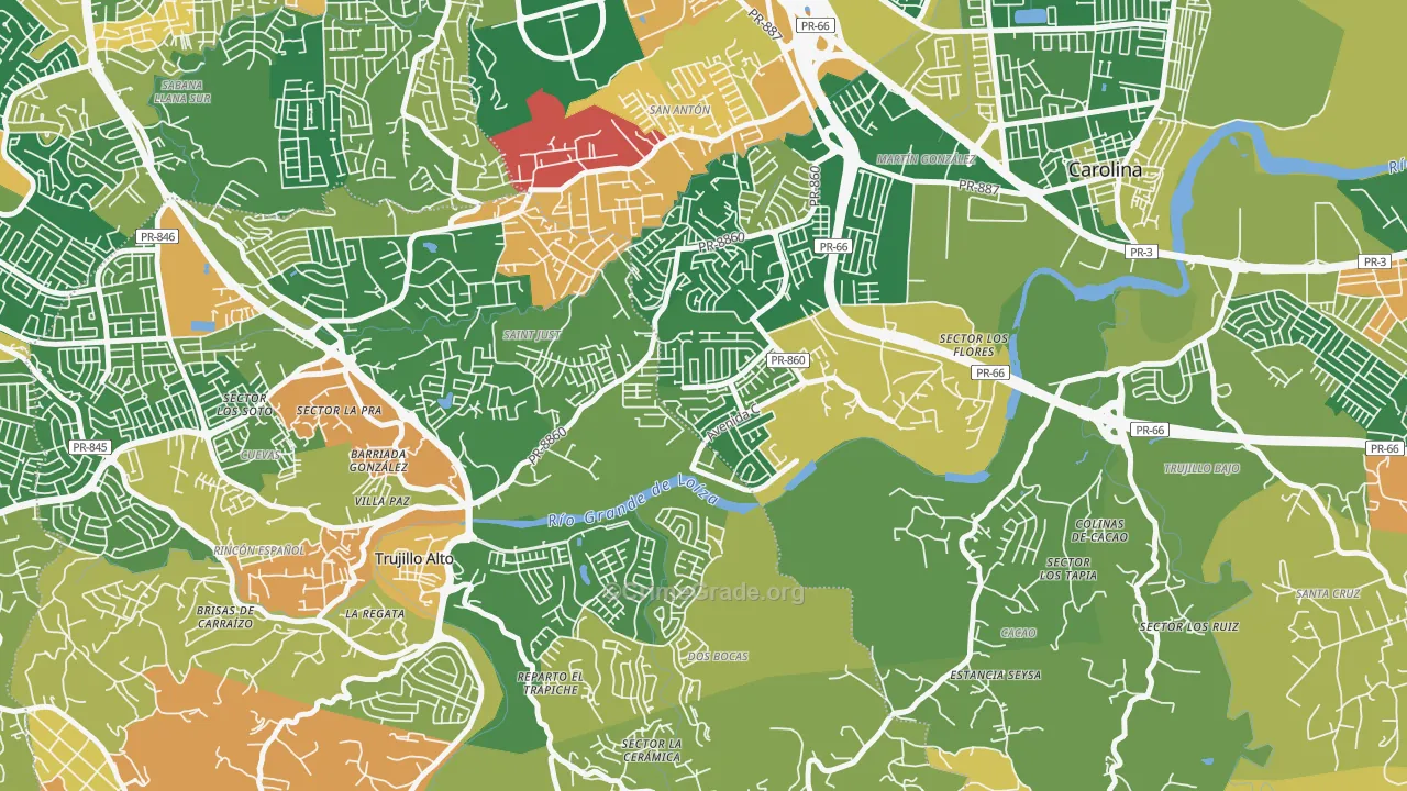 Urbanizacion Metropolis, Carolina, PR Map of Robbery Rates