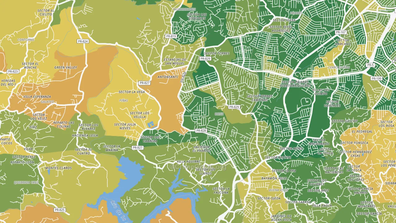 Urbanizacion Palacios del Rio 2, Bayamon, PR Map of Robbery Rates