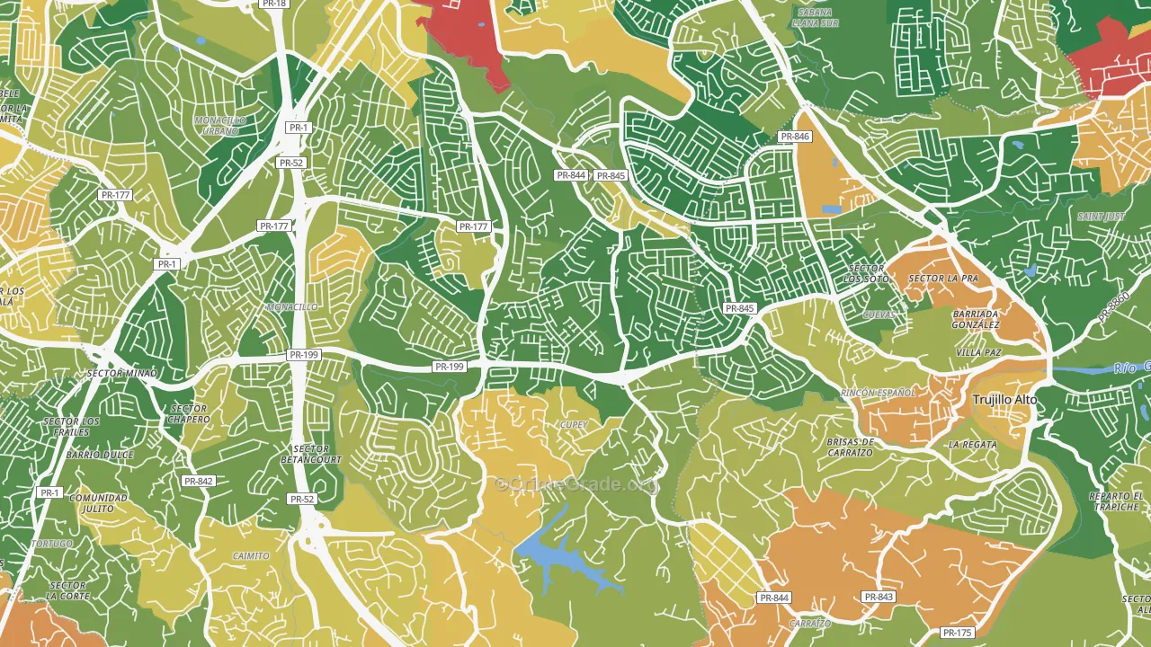 Urbanizacion Rivieras de Cupey, San Juan, PR Map of Robbery Rates