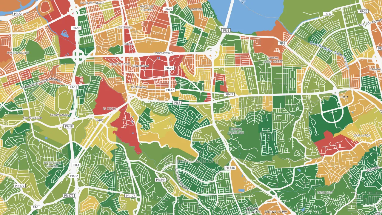 Urbanizacion San Agustin, San Juan, PR Map of Robbery Rates
