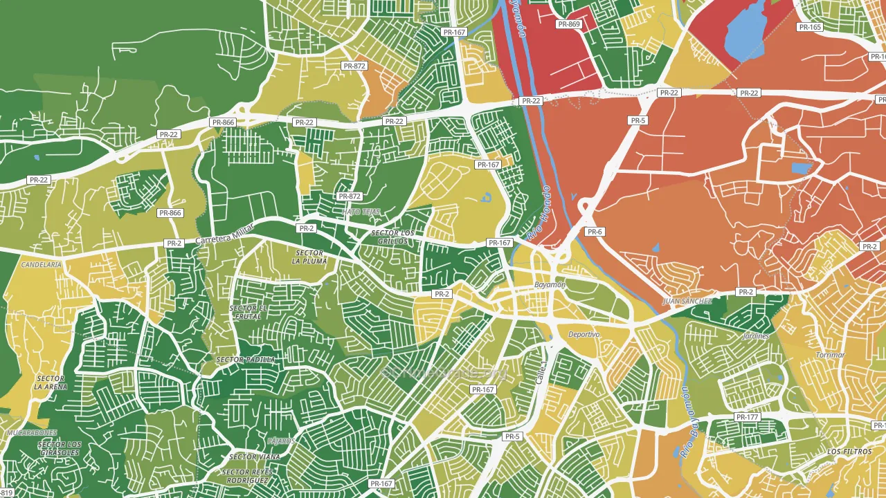 Urbanizacion Sierra Bayamon, Bayamon, PR Map of Robbery Rates