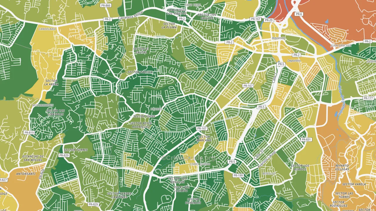 Urbanizacion Sierra Linda, Bayamon, PR Map of Robbery Rates